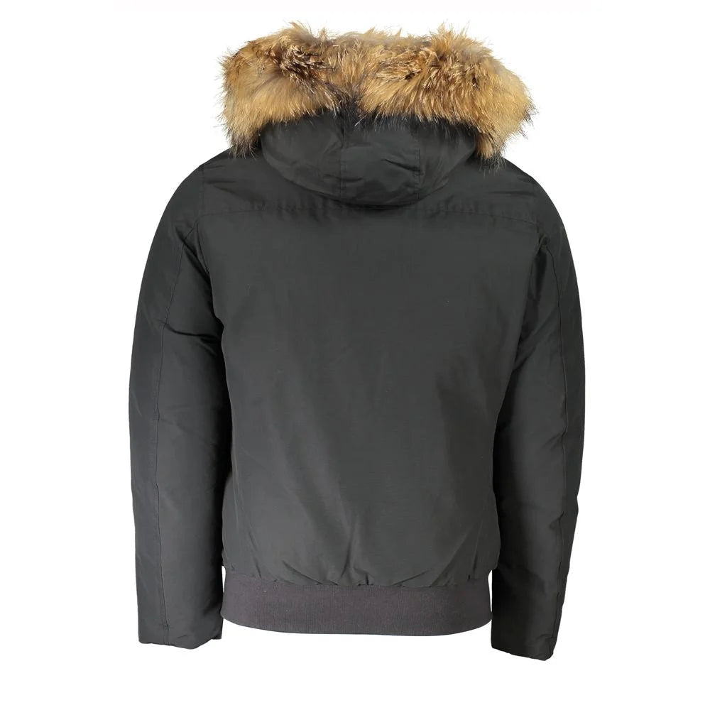 Woolrich Gray Cotton Men Jacket with Hood and Removable Fur - Parkas