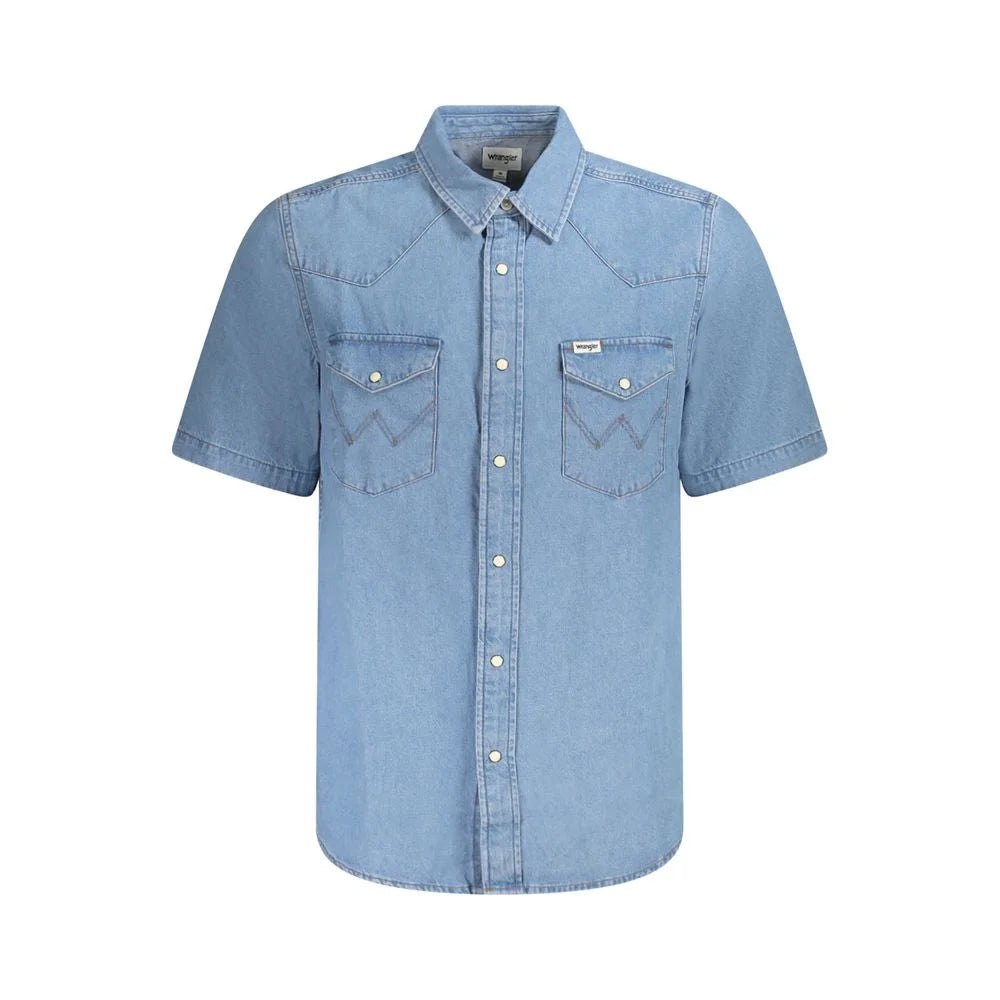 Wrangler Light Blue Cotton Men Shirt - Shirts