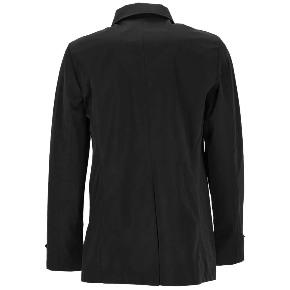 Yes Zee Black Polyester Men’s Trench Jacket - S - Trench Coats