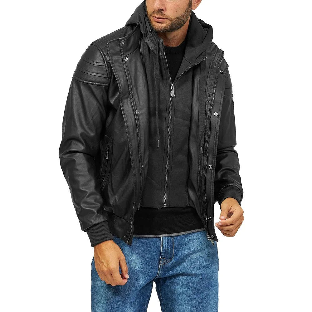 Yes Zee Black Polyethylene Men’s Jacket - Bomber Jackets