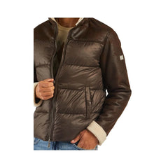 Yes Zee Brown Nylon Men’s Quilted Jacket - Puffer Jackets
