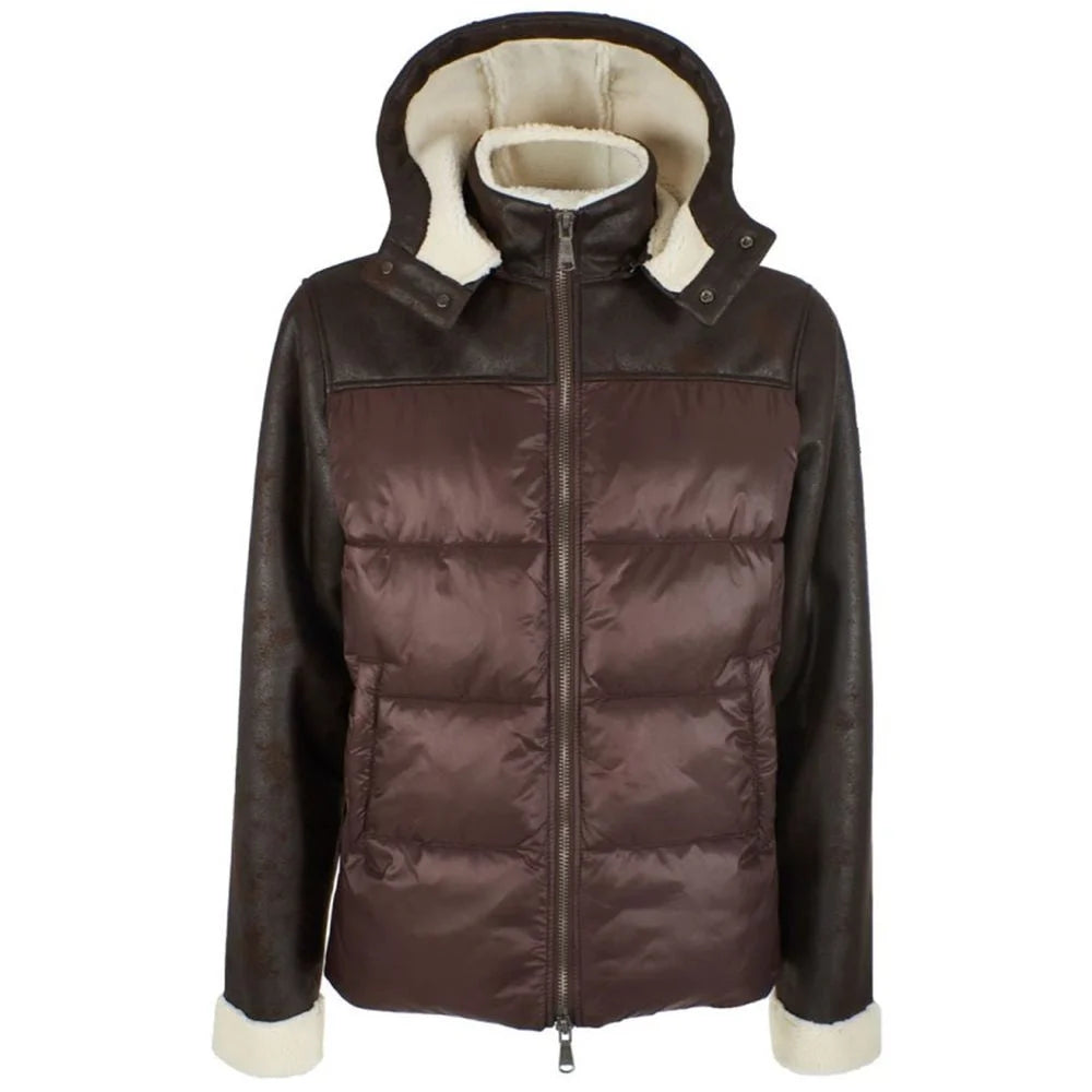 Yes Zee Brown Nylon Men’s Quilted Jacket - Puffer Jackets