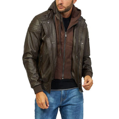 Yes Zee Brown Polyethylene Men’s Jacket - Bomber Jackets
