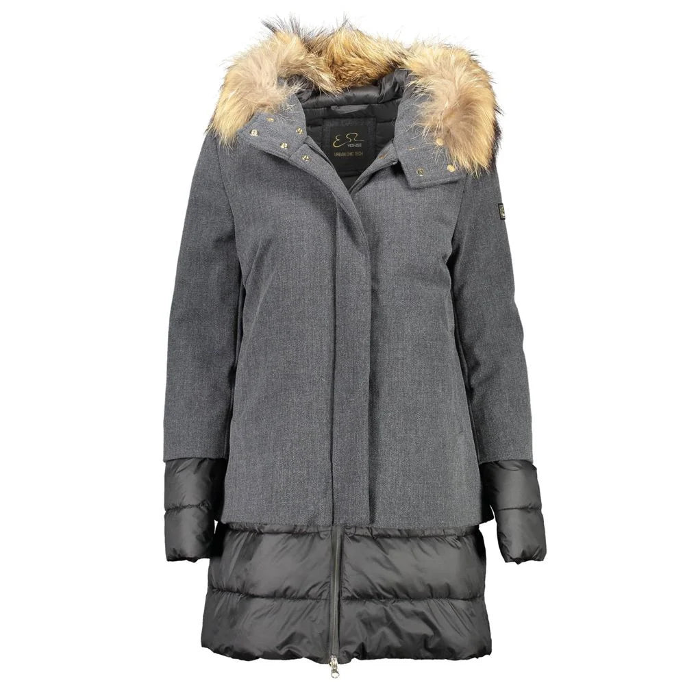 Yes Zee Gray Polyester Jackets & Coat - L - Puffer Jackets