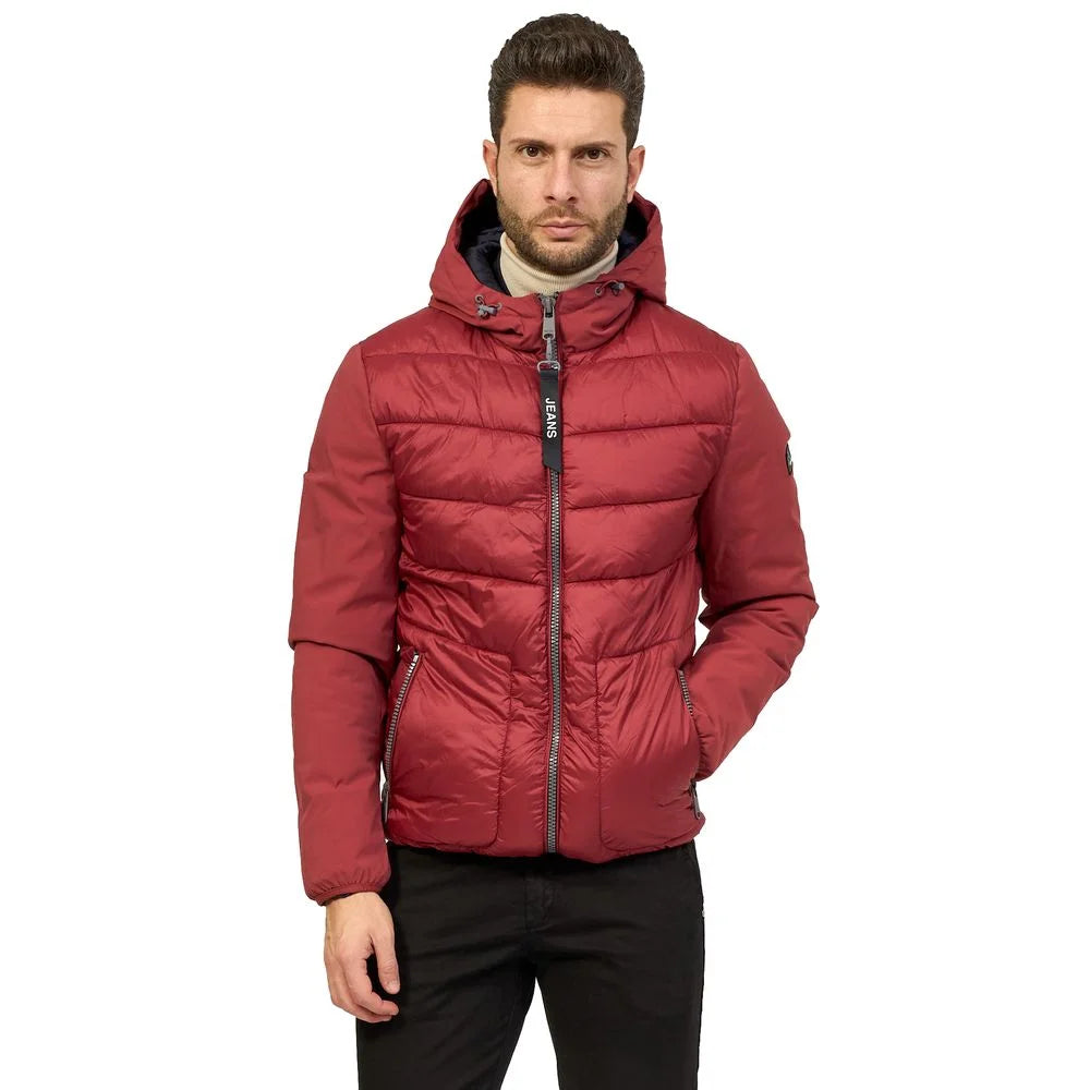 Yes Zee Red Nylon Men Jacket - M - Puffer Jackets