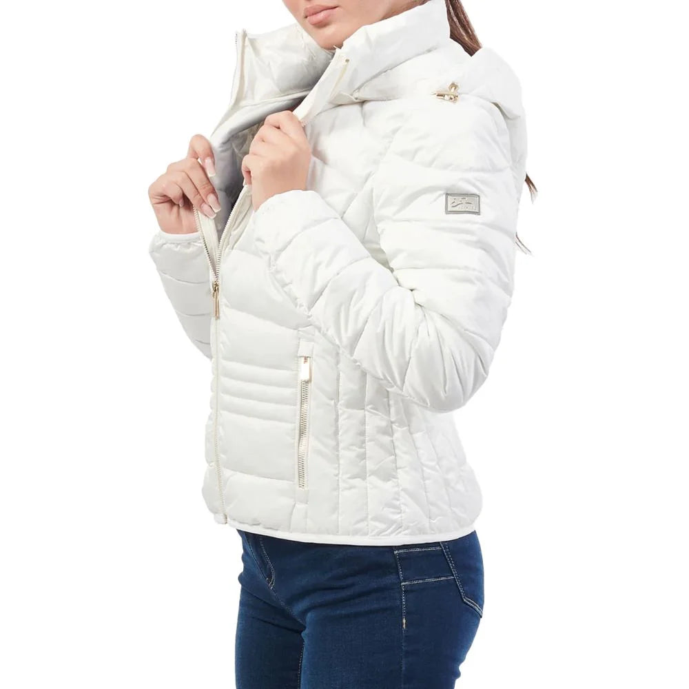 Yes Zee White Polyester Jackets & Coat