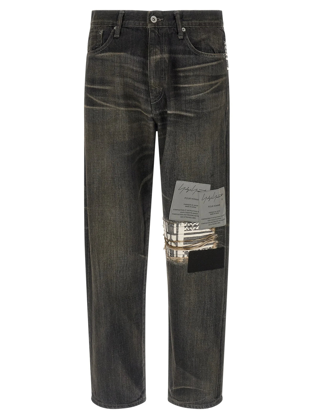 Yohji Yamamoto Black Cotton Tapered Jeans