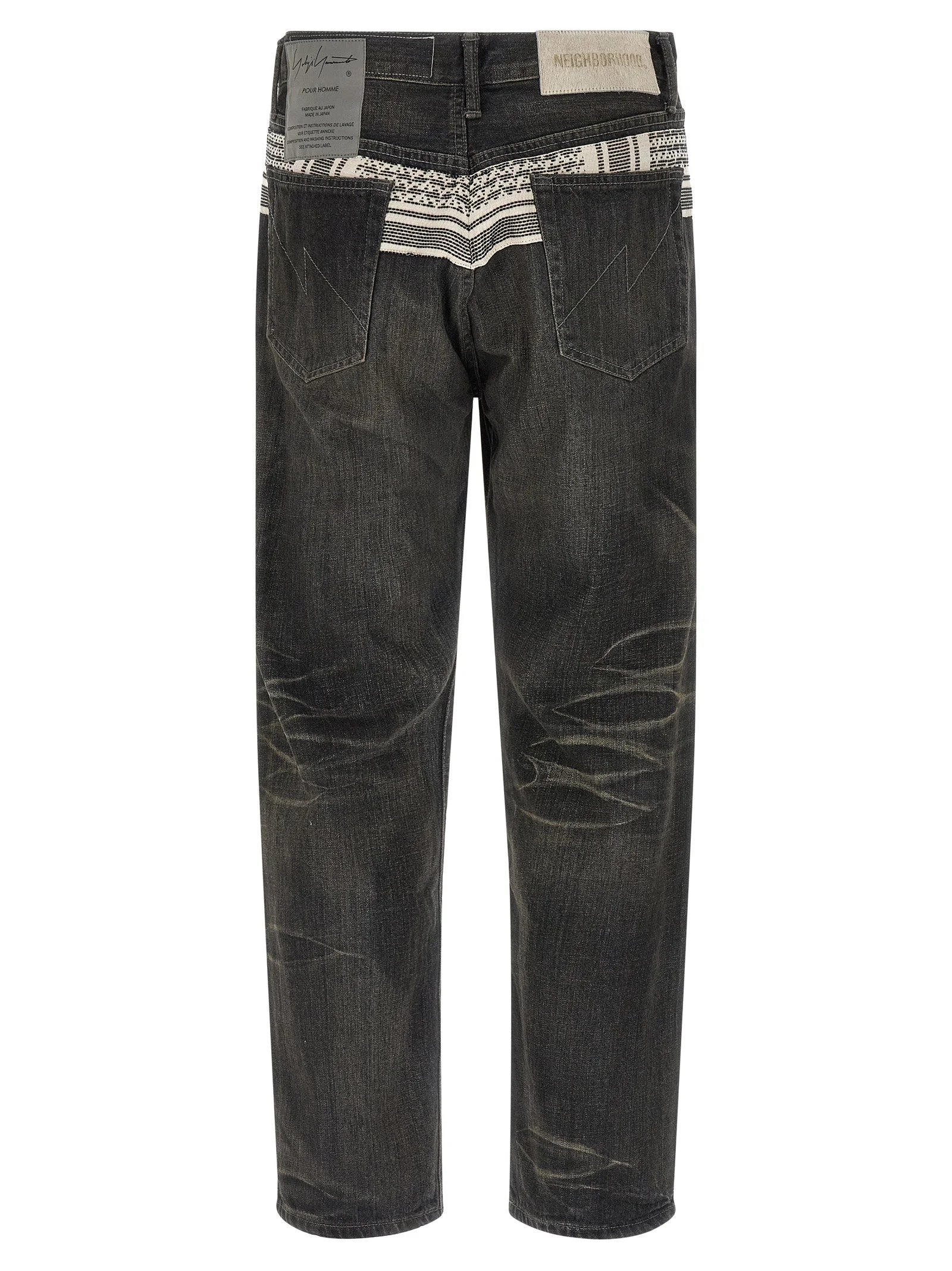 Yohji Yamamoto Black Cotton Tapered Jeans