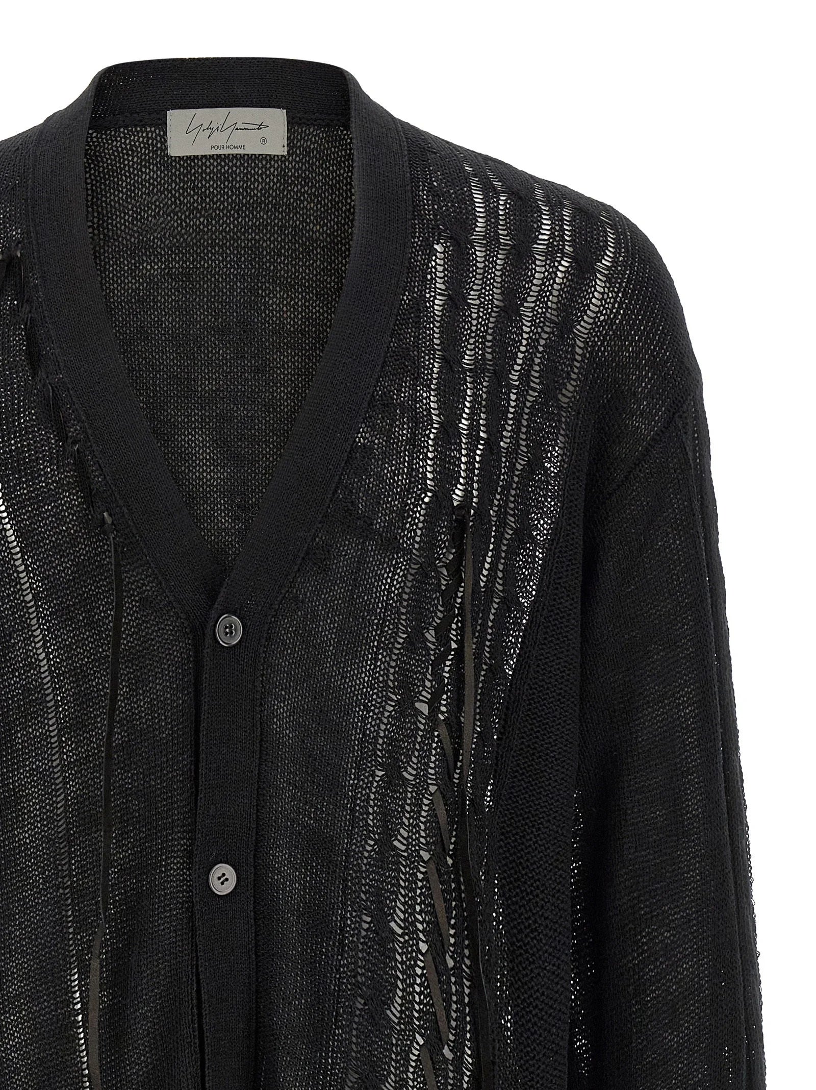Yohji Yamamoto Black Linen Cardigan - 3