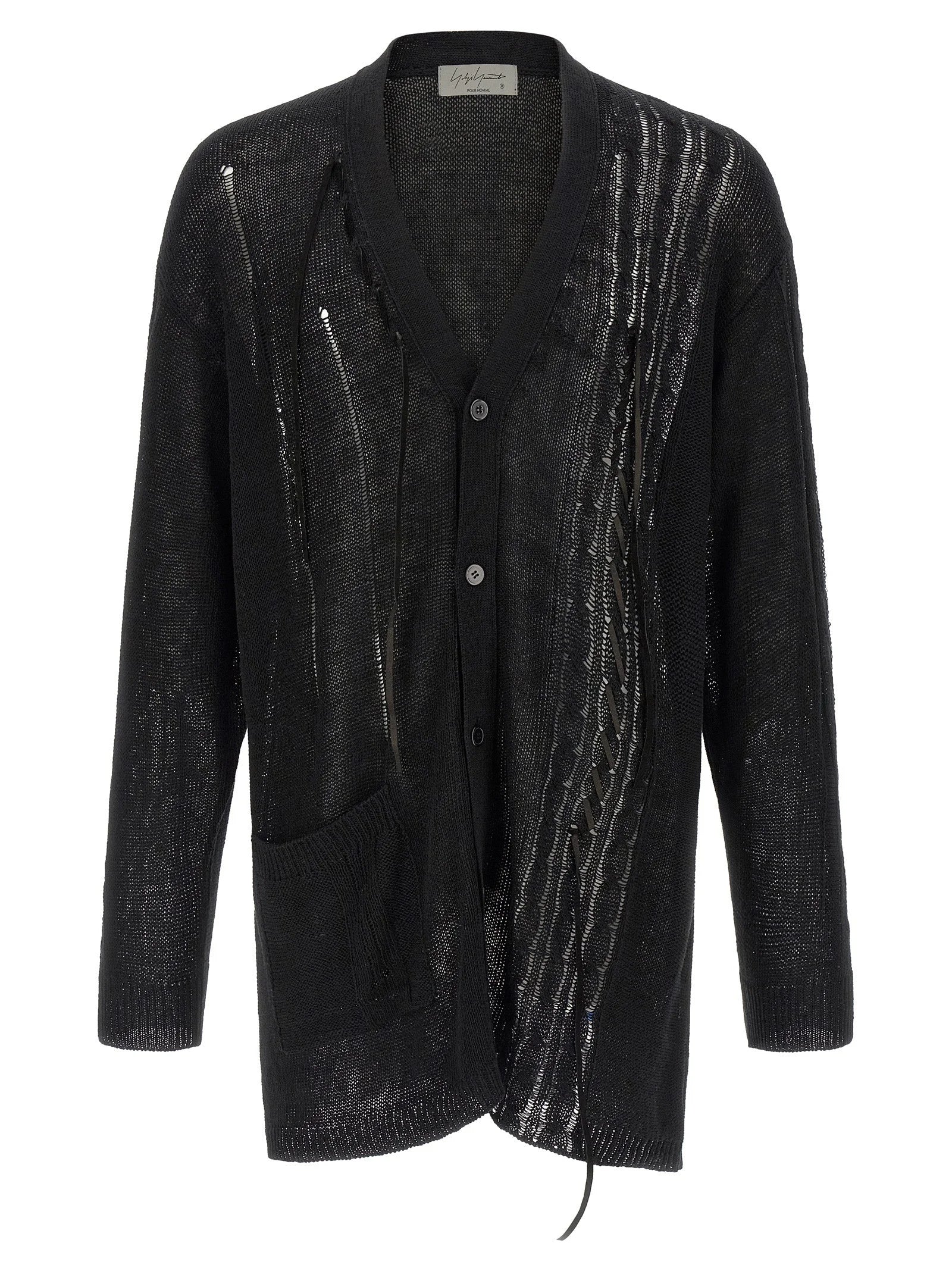 Yohji Yamamoto Black Linen Cardigan - 3