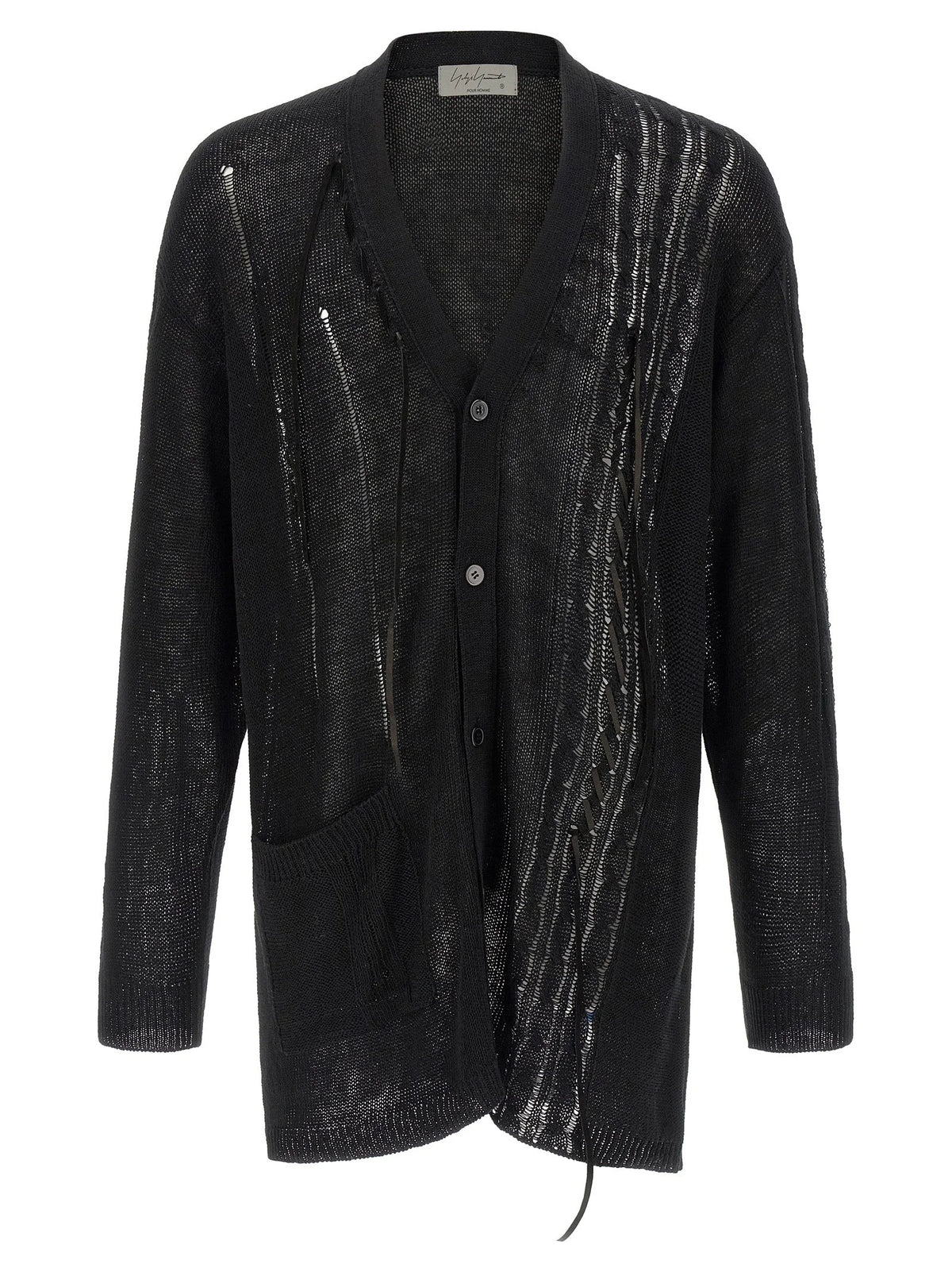 Yohji Yamamoto Black Linen Cardigan - 3