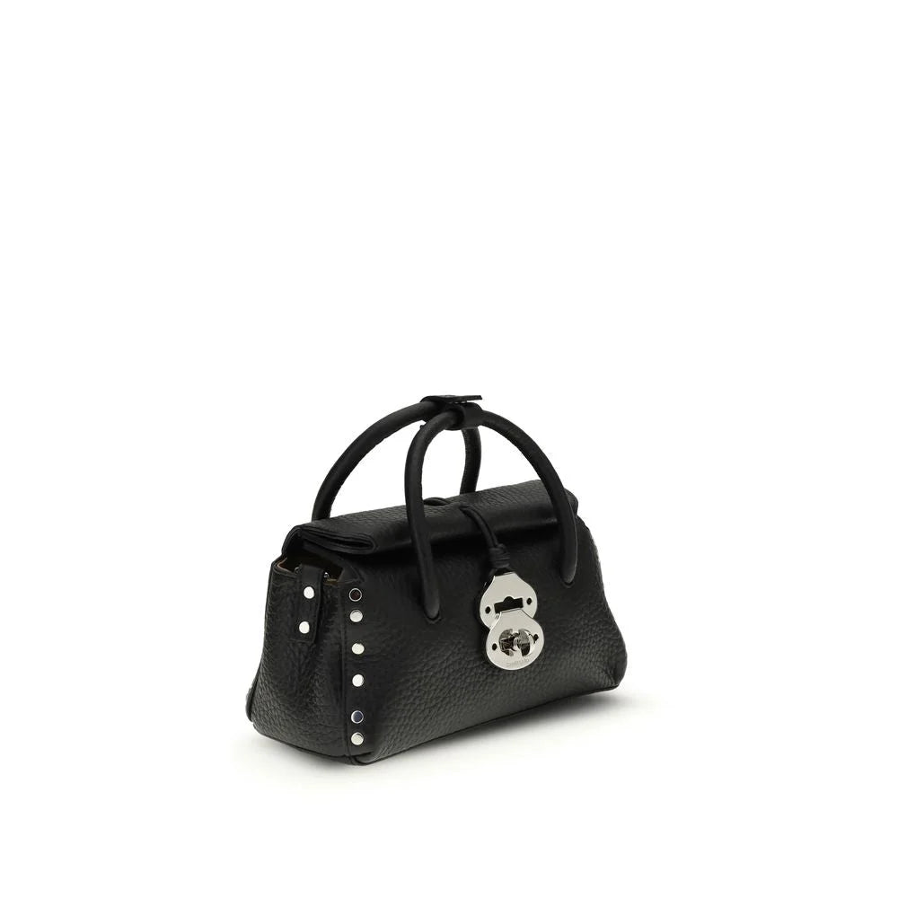 Bolsa de couro de bezerro preto Zanellato Bos Taurus