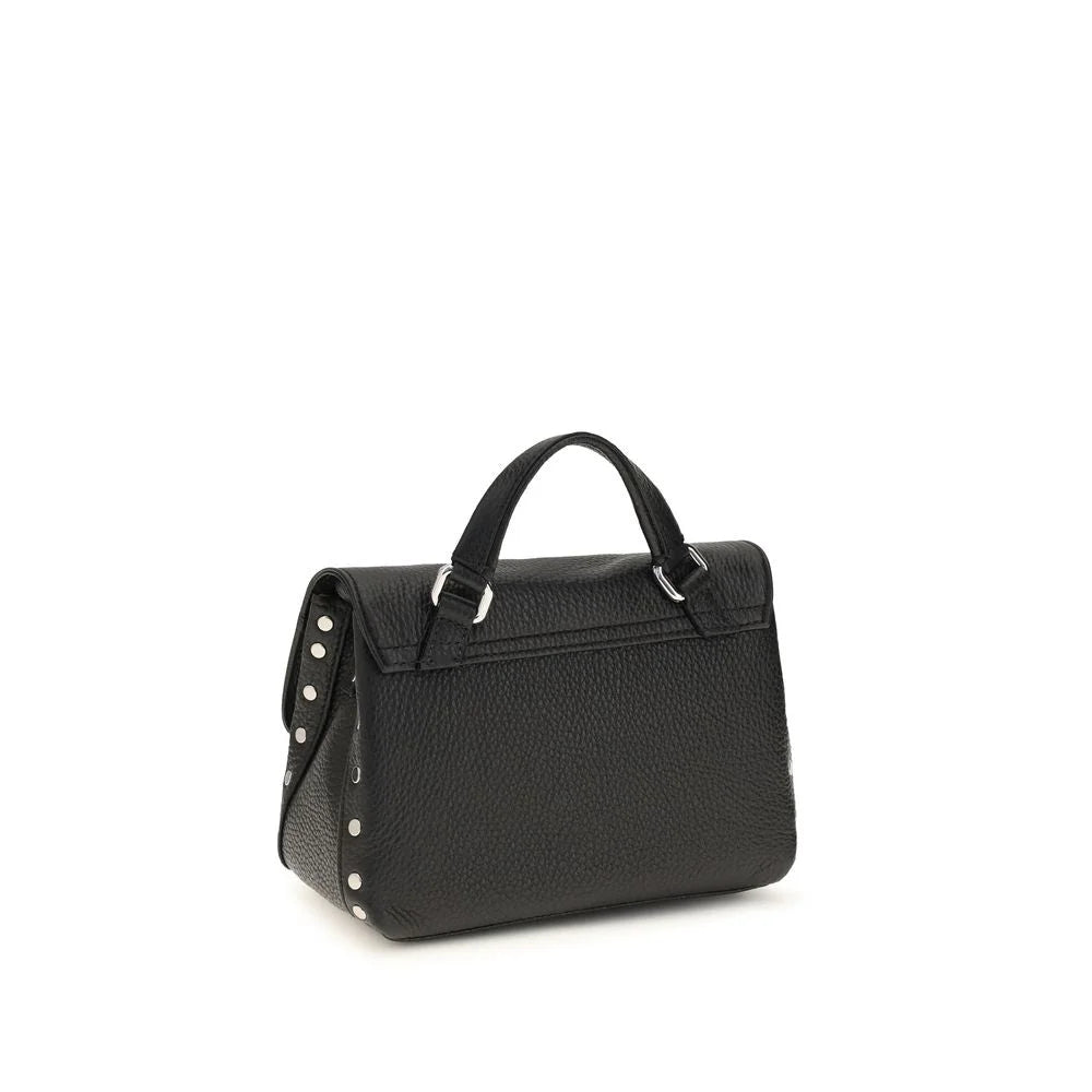 Bolsa de ombro Zanellato em couro de bezerro preto Bos Taurus