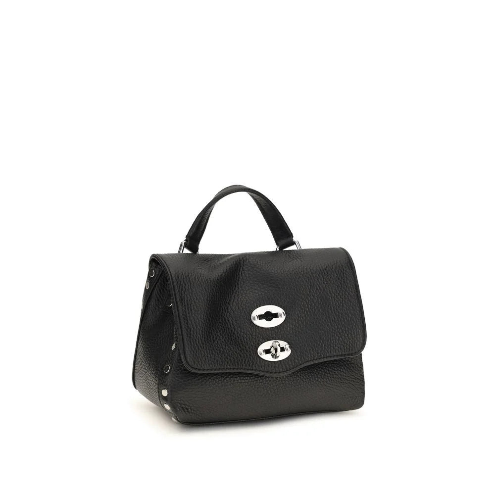 Bolsa de ombro Zanellato em couro de bezerro preto Bos Taurus