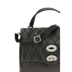 Zanellato Black Calf Leather Bos Taurus Shoulder Bag