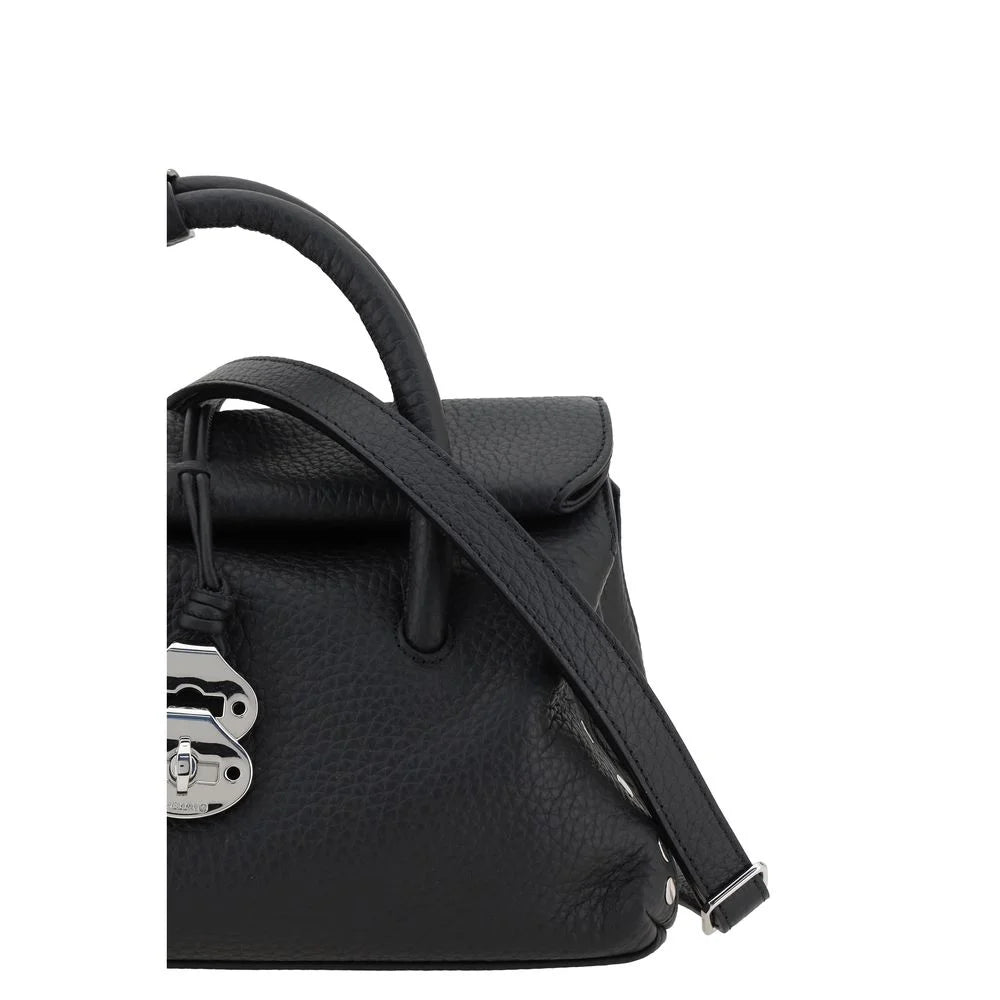 Bolsa de Ombro de Couro Vaca Preta Zanellato Bos Taurus
