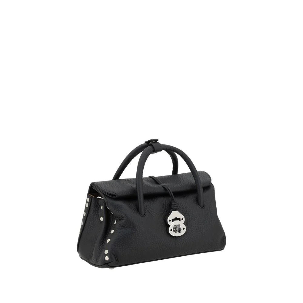 Bolsa de Ombro de Couro Vaca Preta Zanellato Bos Taurus
