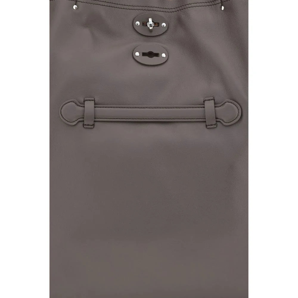 Zanellato Gray Calf Leather Bos Taurus Shoulder Bag