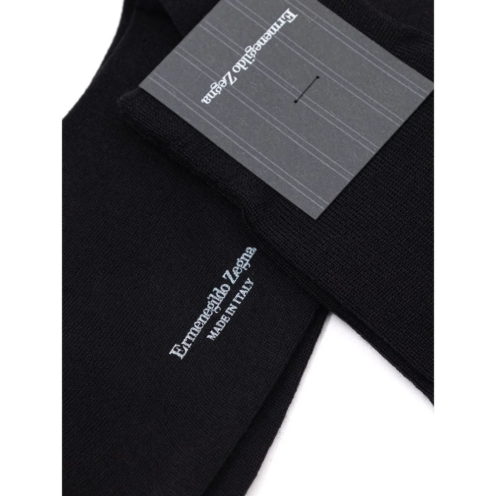 ZEGNA Black Wool Sock - Crew Socks
