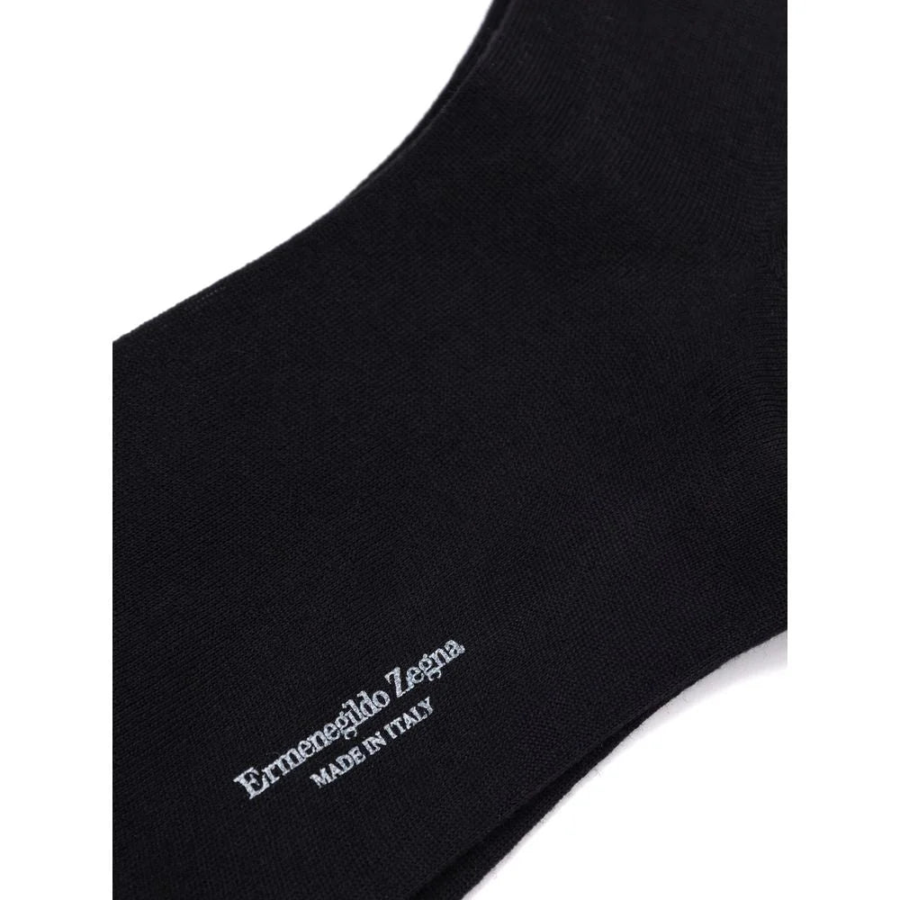 ZEGNA Black Wool Sock - Crew Socks