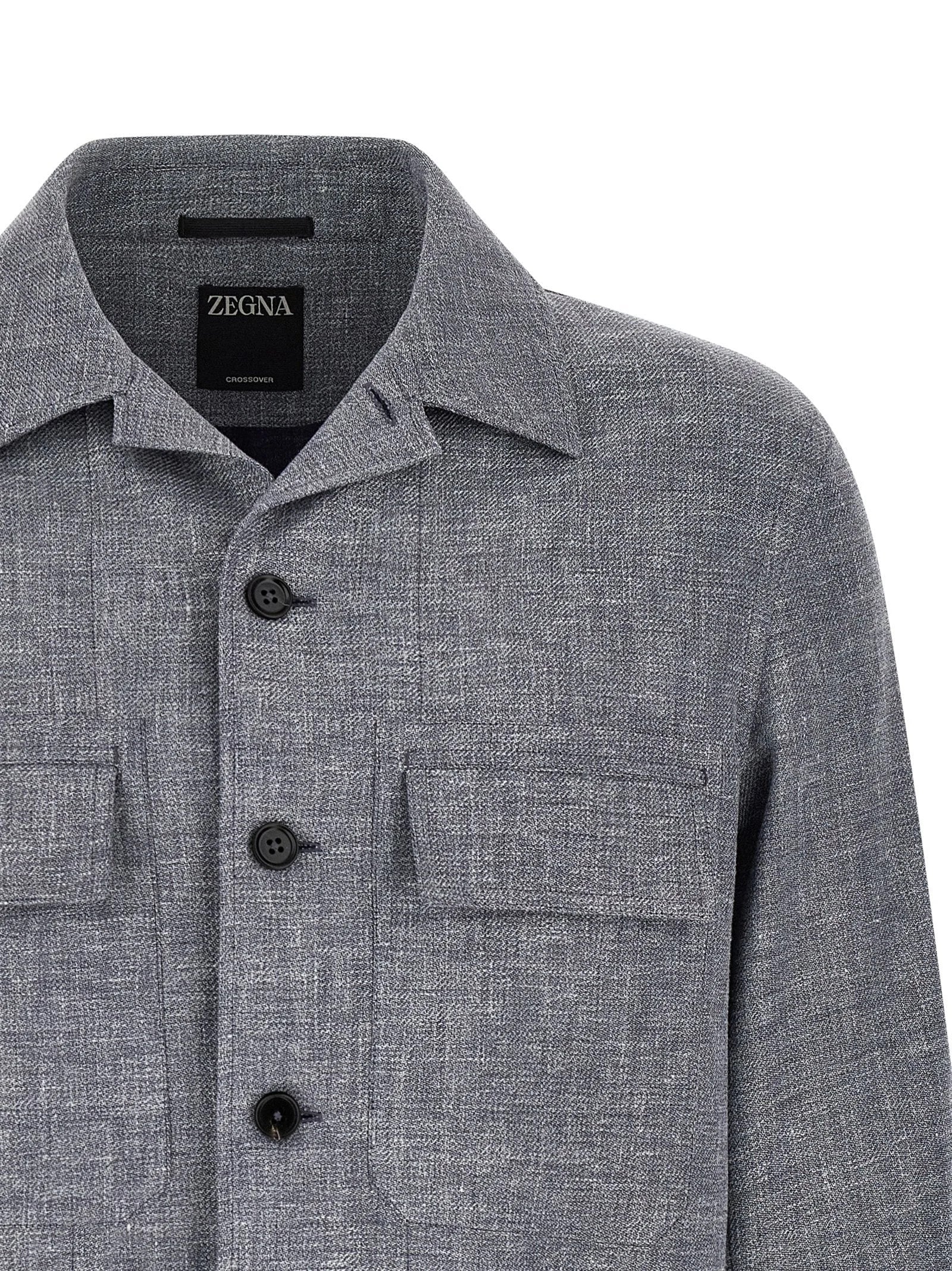 ZEGNA Blue Linen Blouse