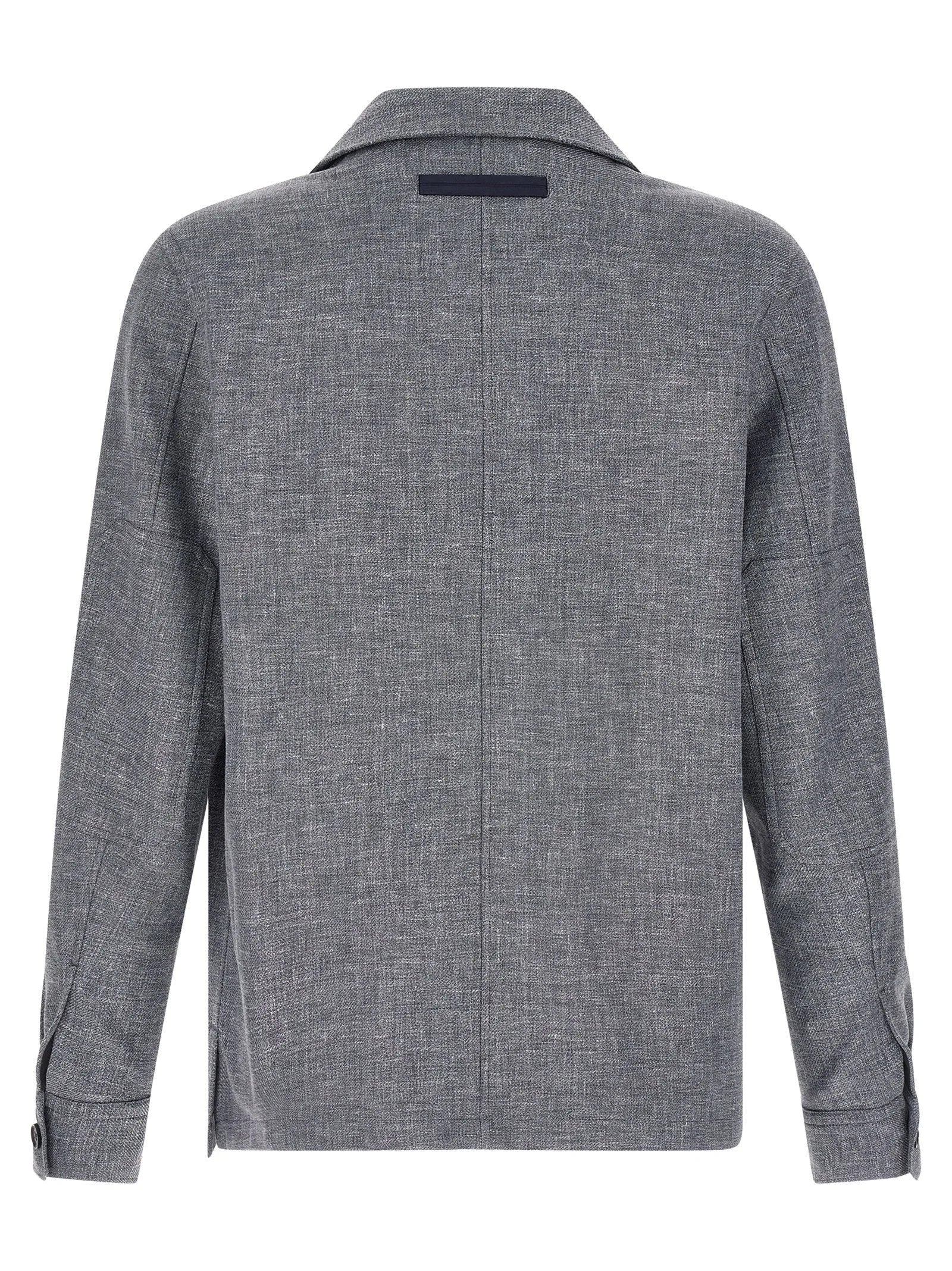 ZEGNA Blue Linen Blouse