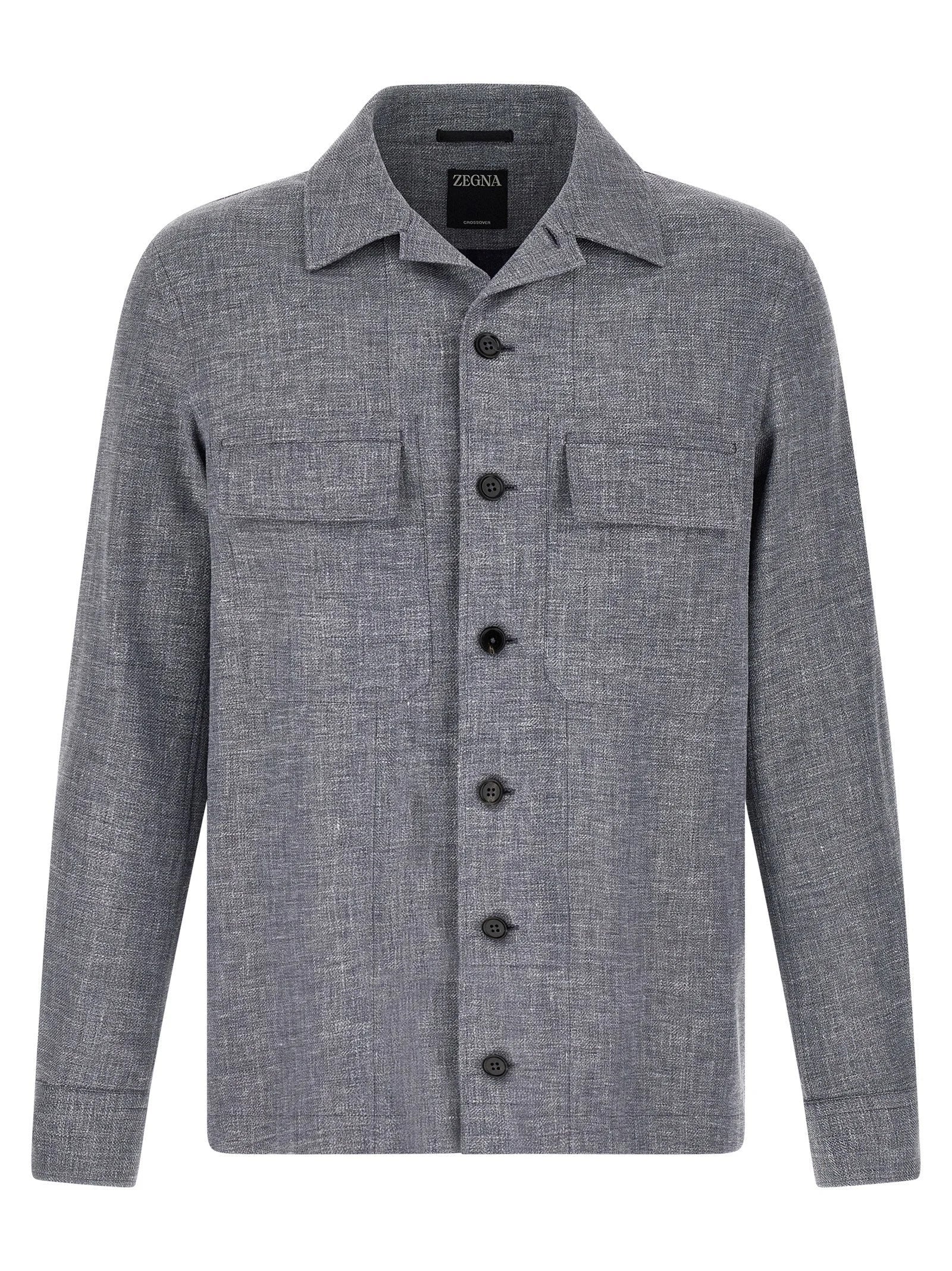 ZEGNA Blue Linen Blouse