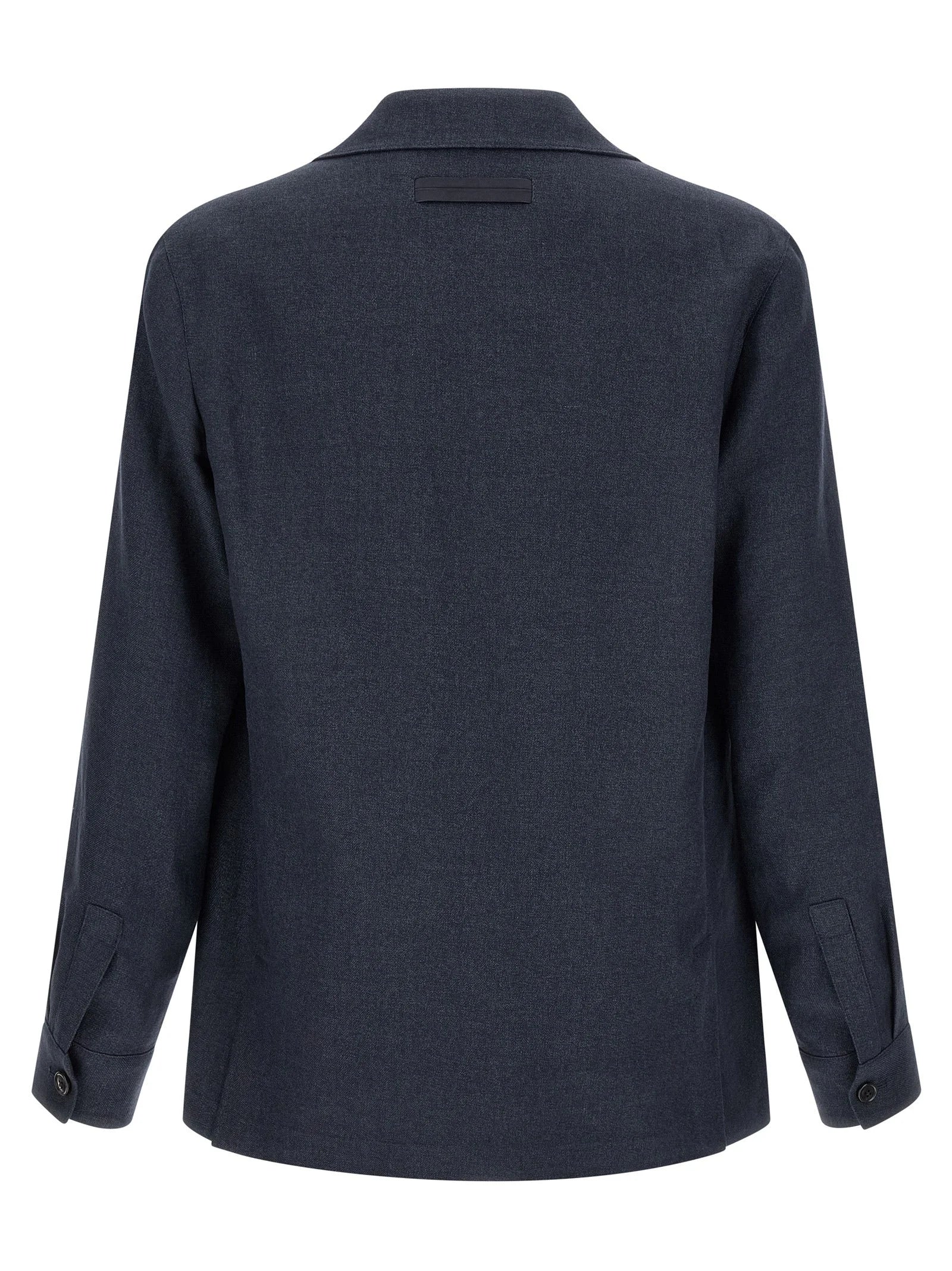 ZEGNA Blue Linen Full-Length Jacket