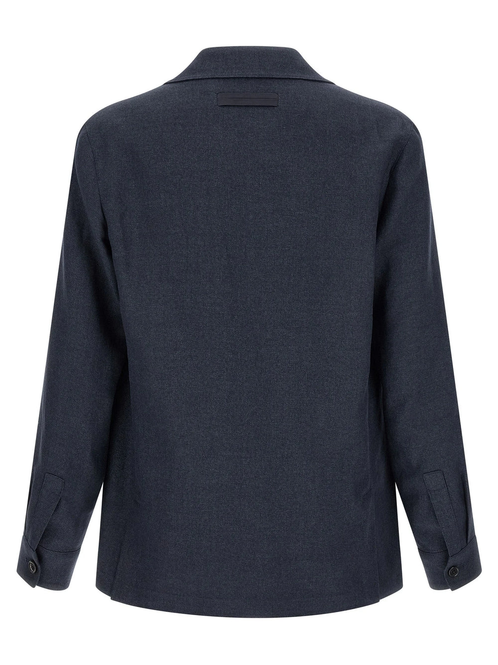 ZEGNA Blue Linen Full-Length Jacket