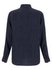 ZEGNA Blue Linen Polo Shirt - XL