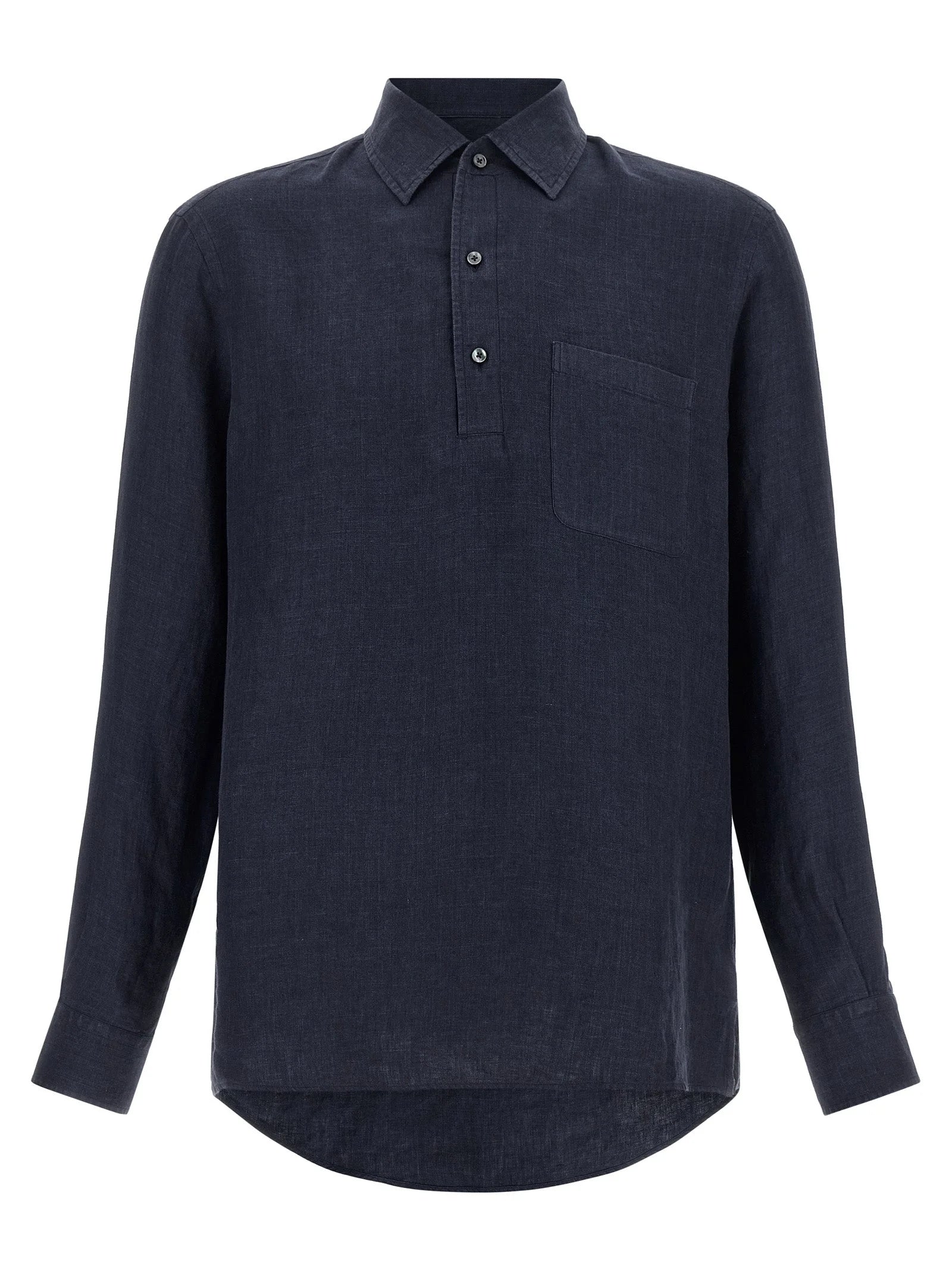 ZEGNA Blue Linen Polo Shirt - XL