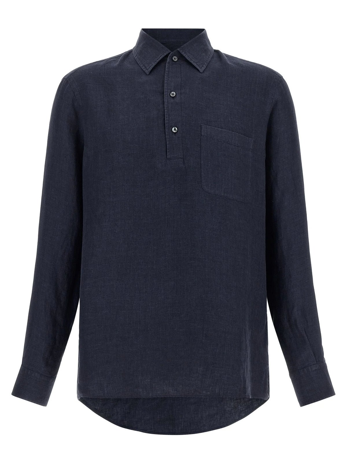 ZEGNA Blue Linen Polo Shirt - XL