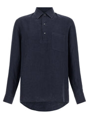 ZEGNA Blue Linen Polo Shirt - XL