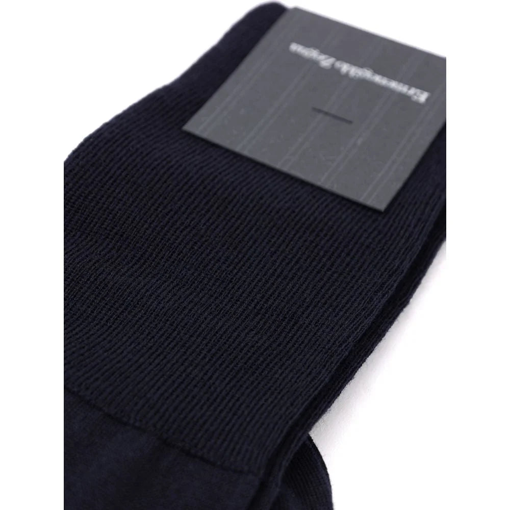 ZEGNA Blue Wool Sock - 42-43 - Crew Socks