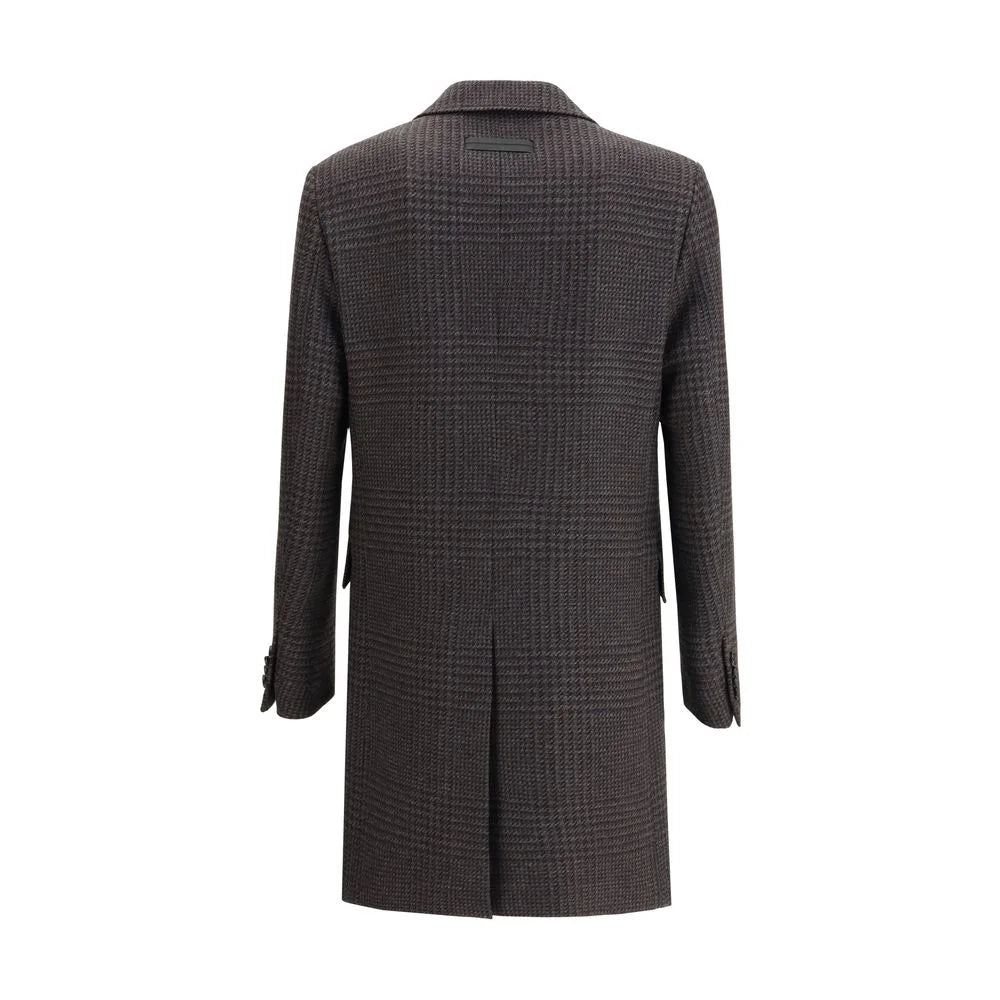 ZEGNA Brown Wool Coat - Overcoats
