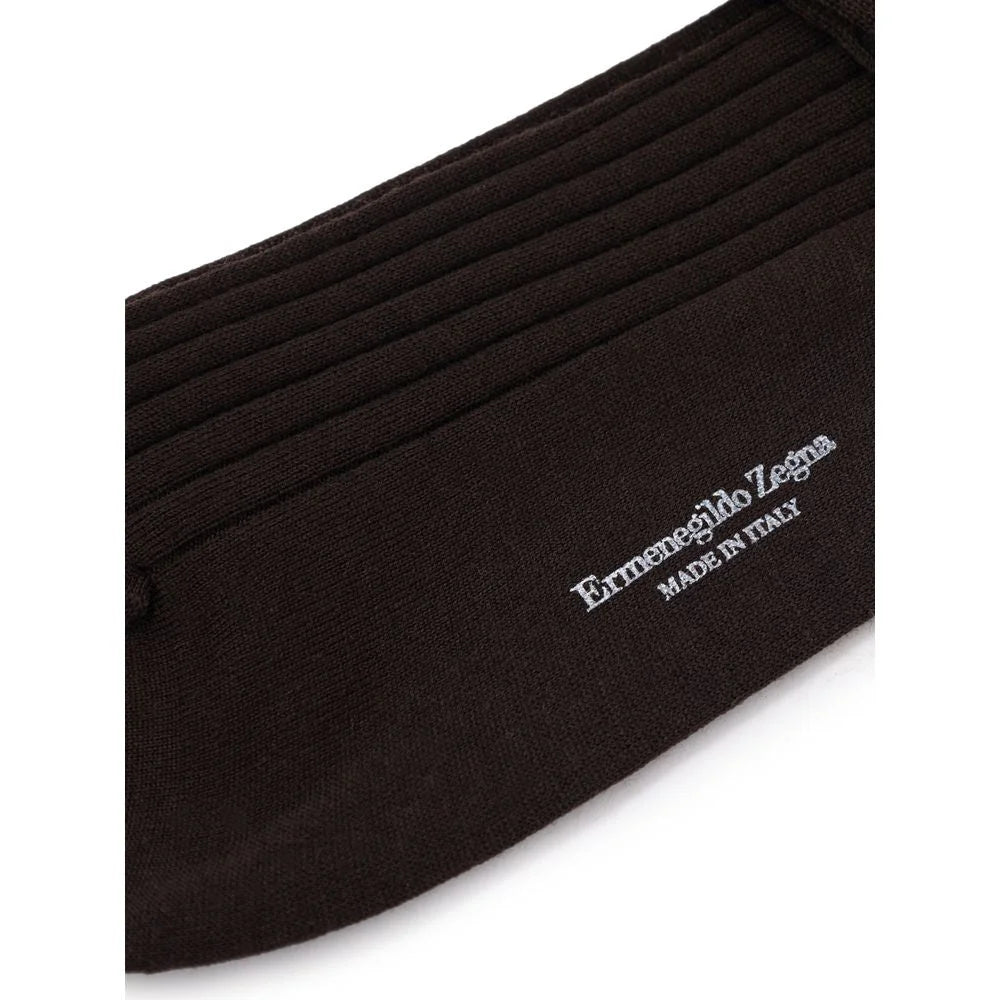ZEGNA Brown Wool Sock - Crew Socks