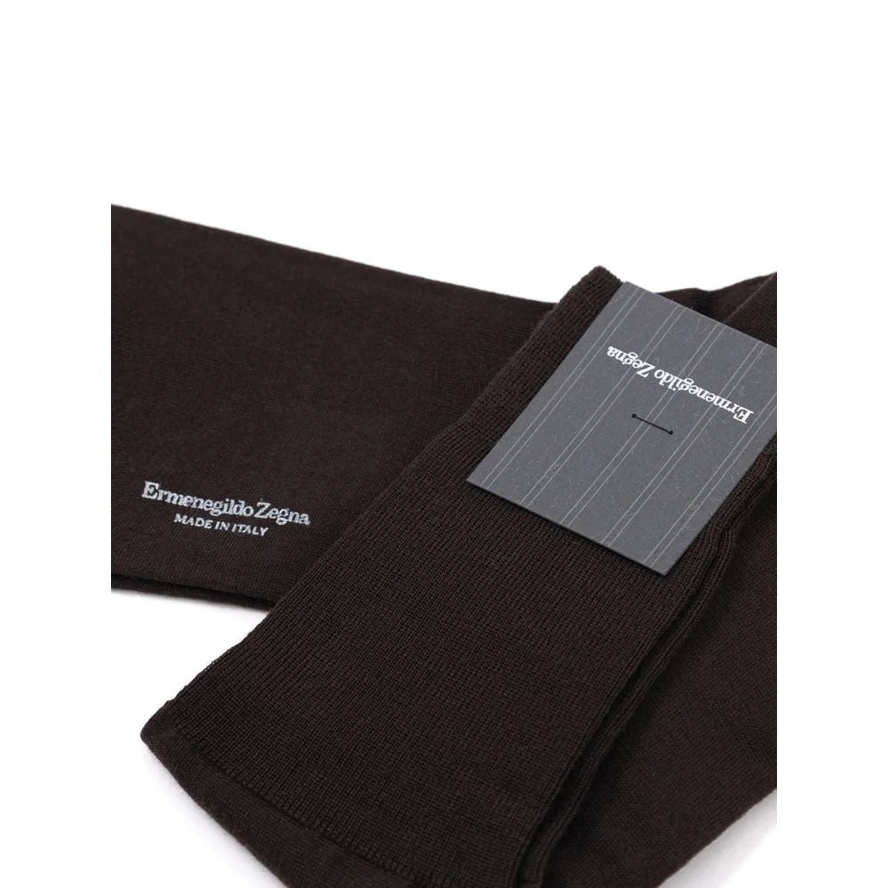 ZEGNA Brown Wool Sock - Crew Socks