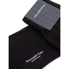 ZEGNA Gray Cotton Sock - Crew Socks