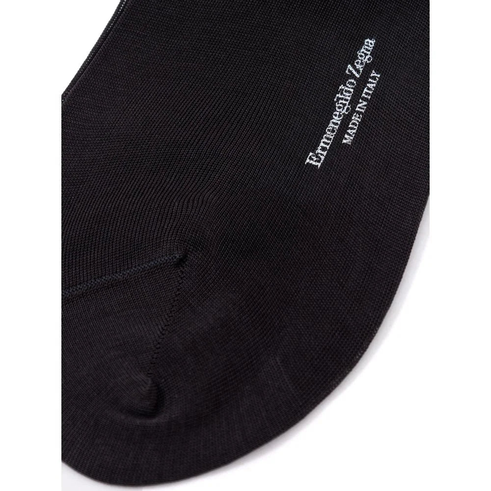 ZEGNA Gray Cotton Sock - Crew Socks