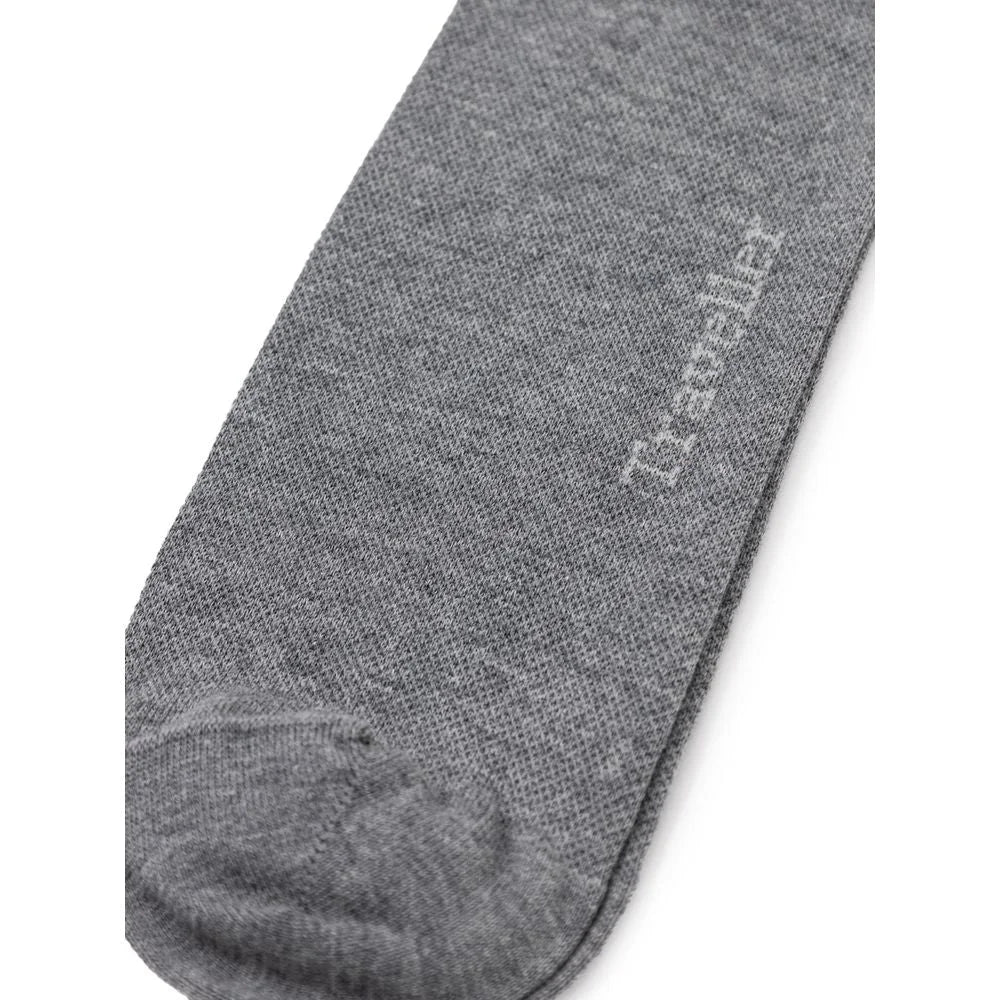 ZEGNA Gray Cotton Sock - Crew Socks