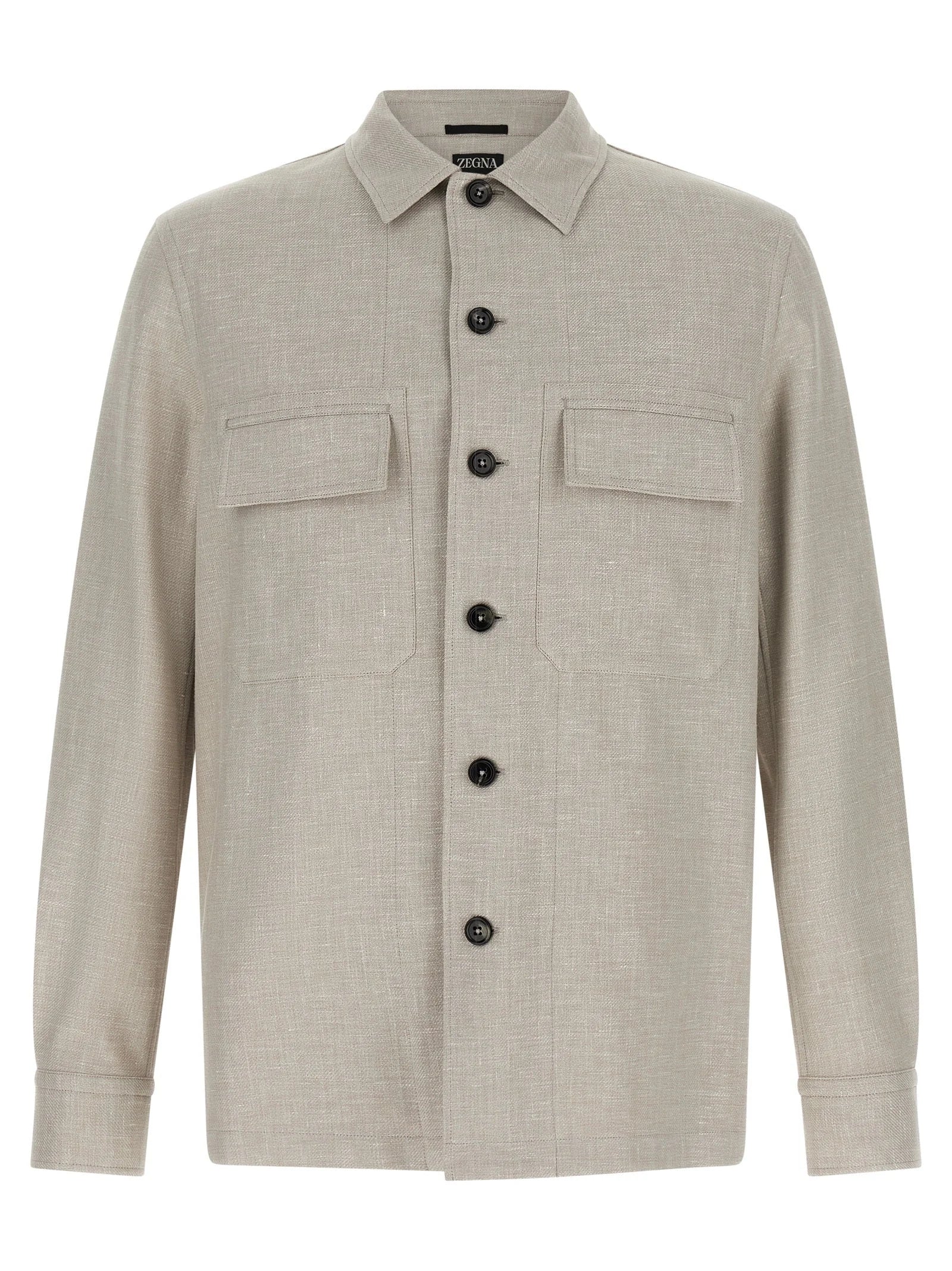 ZEGNA Gray Linen Blouse