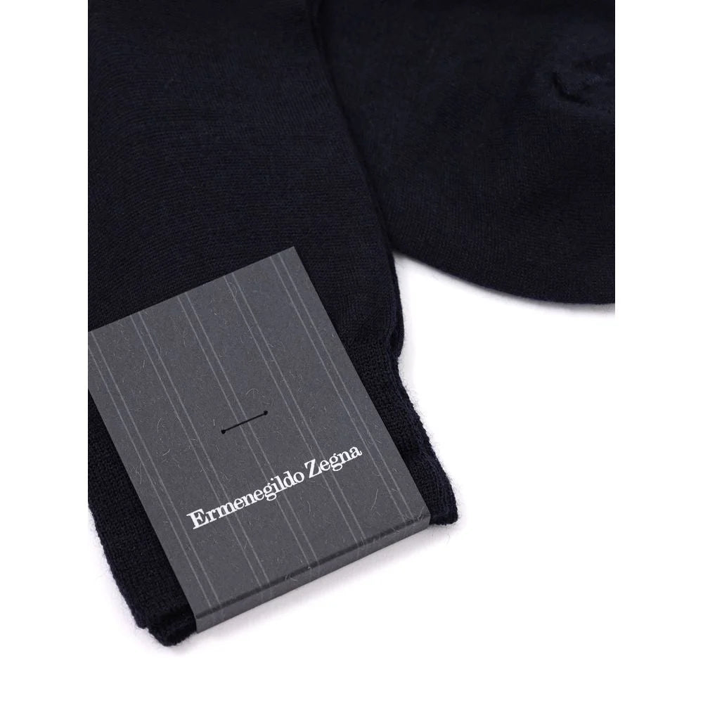 ZEGNA Navy Blue Wool Sock - 39-40 - Crew Socks