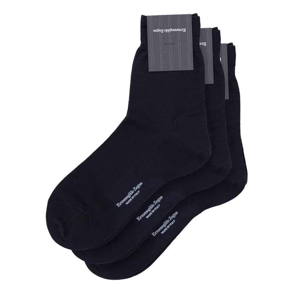 ZEGNA Navy Blue Wool Sock - 39-40 - Crew Socks