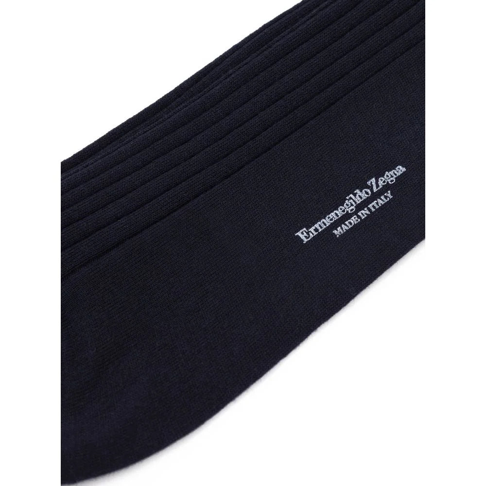 ZEGNA Navy Blue Wool Sock - Crew Socks
