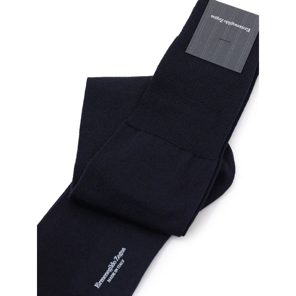 ZEGNA Navy Blue Wool Sock - Crew Socks