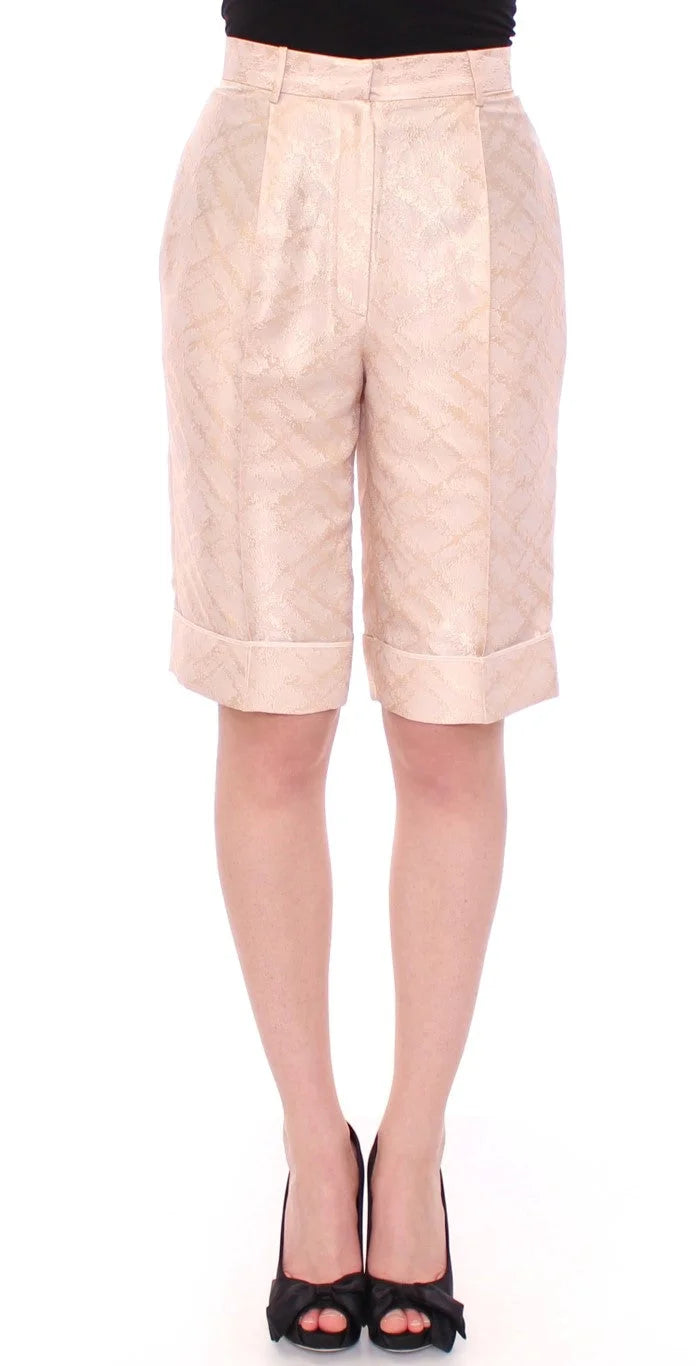 Zeyneptosun Beige Brocade Above Knee Shorts - Shorts