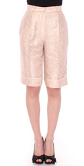 Zeyneptosun Beige Brocade Above Knee Shorts - Shorts