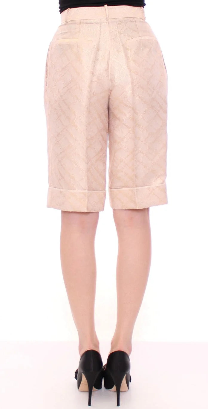 Zeyneptosun Beige Brocade Above Knee Shorts - Shorts