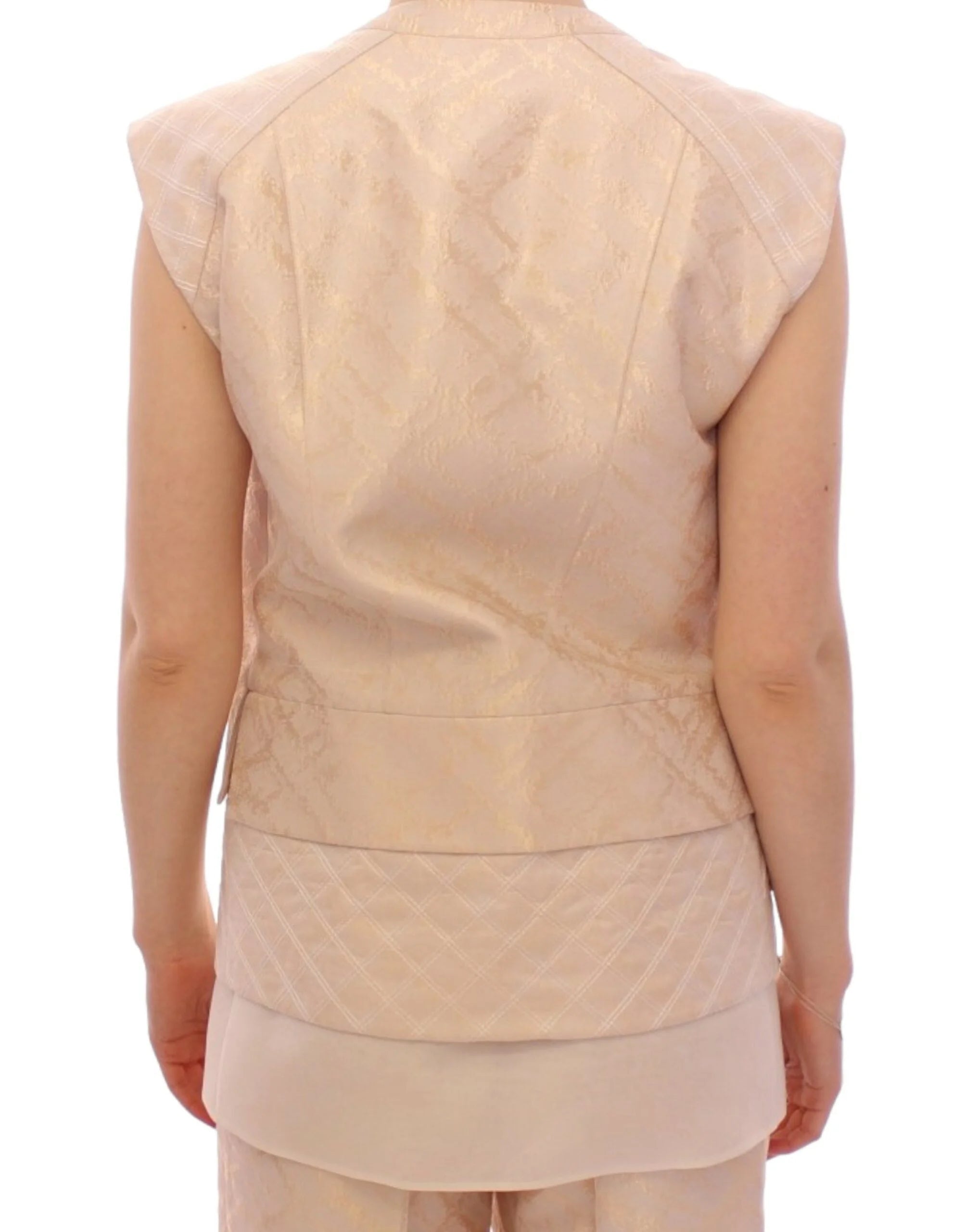 Zeyneptosun Beige brocade sleeveless jacket - IT42|M - Vests