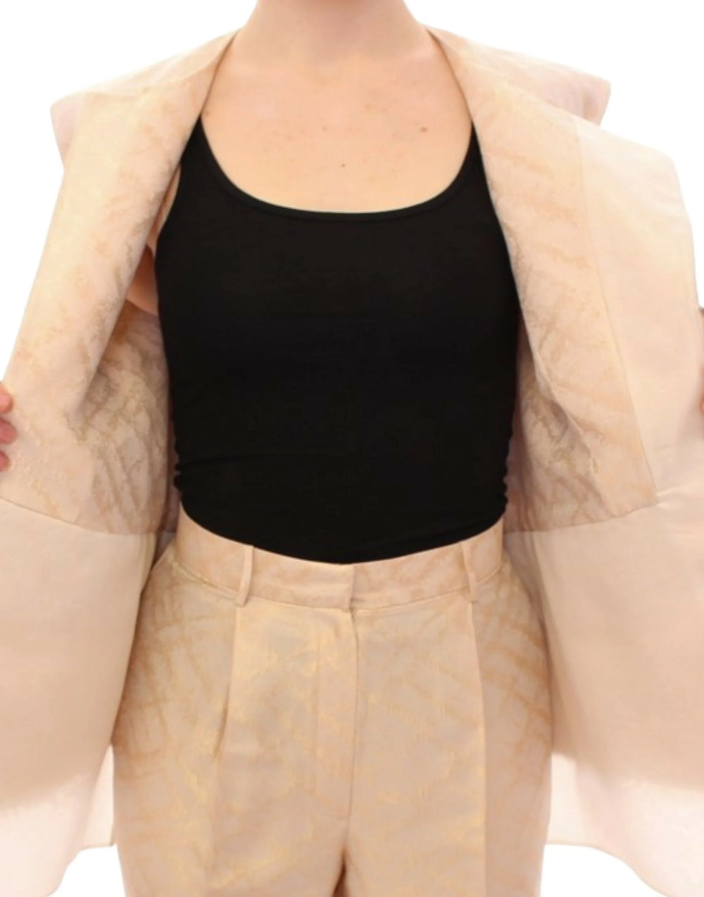 Zeyneptosun Beige brocade sleeveless jacket - IT42|M - Vests